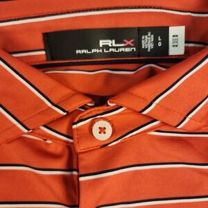 RLX Ralph Lauren Men's Large Polo‎ Golf Orange Striped Shirt
